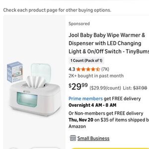 Jool Baby Wipe Warmer with LED Light